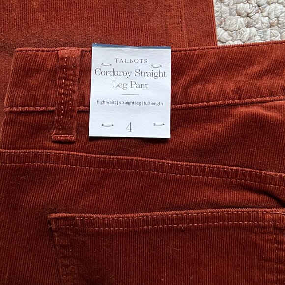 TALBOTS - Stretch Corduroy Straight Leg Pants - Copper -- NEW with Tag - Picture 5 of 12